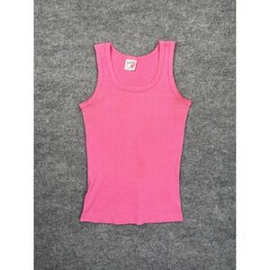 Breeze Pink Ribbed Tank Top Womens Small Made in USA Vintage‎ Scoop Neck Basic